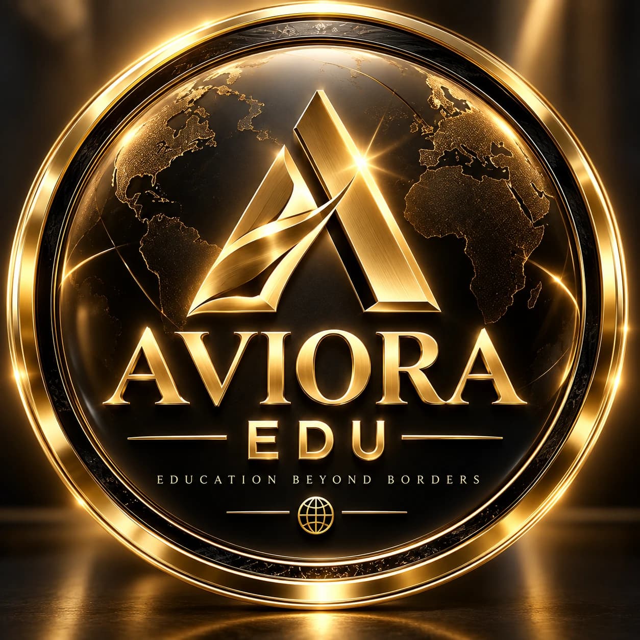 AVIORA EDU gold emblem — Education beyond borders